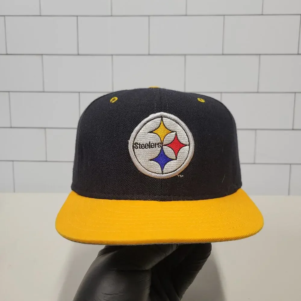 Vintage 90s New Era Pittsburgh Steelers 5950 Pro Model Wool Fitted Hat 7 3/8